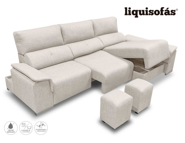 SOFÁ CHAISELONGUE DESLIZANTE FRONTAL Y RECLINABLE MOD. HEAT