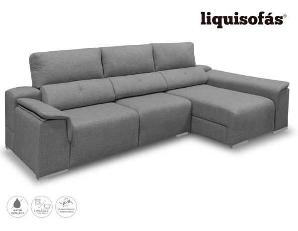 SOFÁ CHAISELONGUE DESLIZANTE FRONTAL Y RECLINABLE MOD. HEAT
