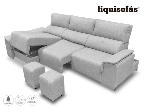 SOFÁ CHAISELONGUE DESLIZANTE FRONTAL Y RECLINABLE MOD. HEAT